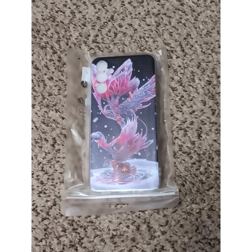 Purple Fantasy Phoenix Pattern Protective Phone Case Non-slip Galaxy A14 5G NEW